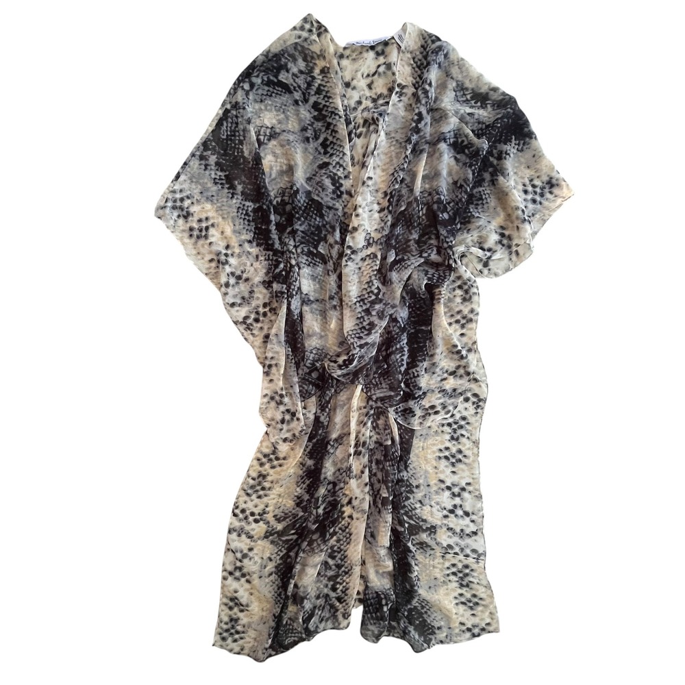 Michael Stars Women's OS Tan‎ Snakeskin Print Kimono Duster Cover Up Lightweight